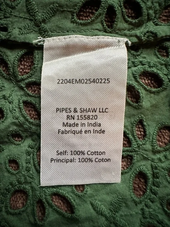 Veronica Beard Emmalyn Eyelet Flounce Top in Green - Ruffle Peplum/Bell Sleeve - Picture 10 of 11